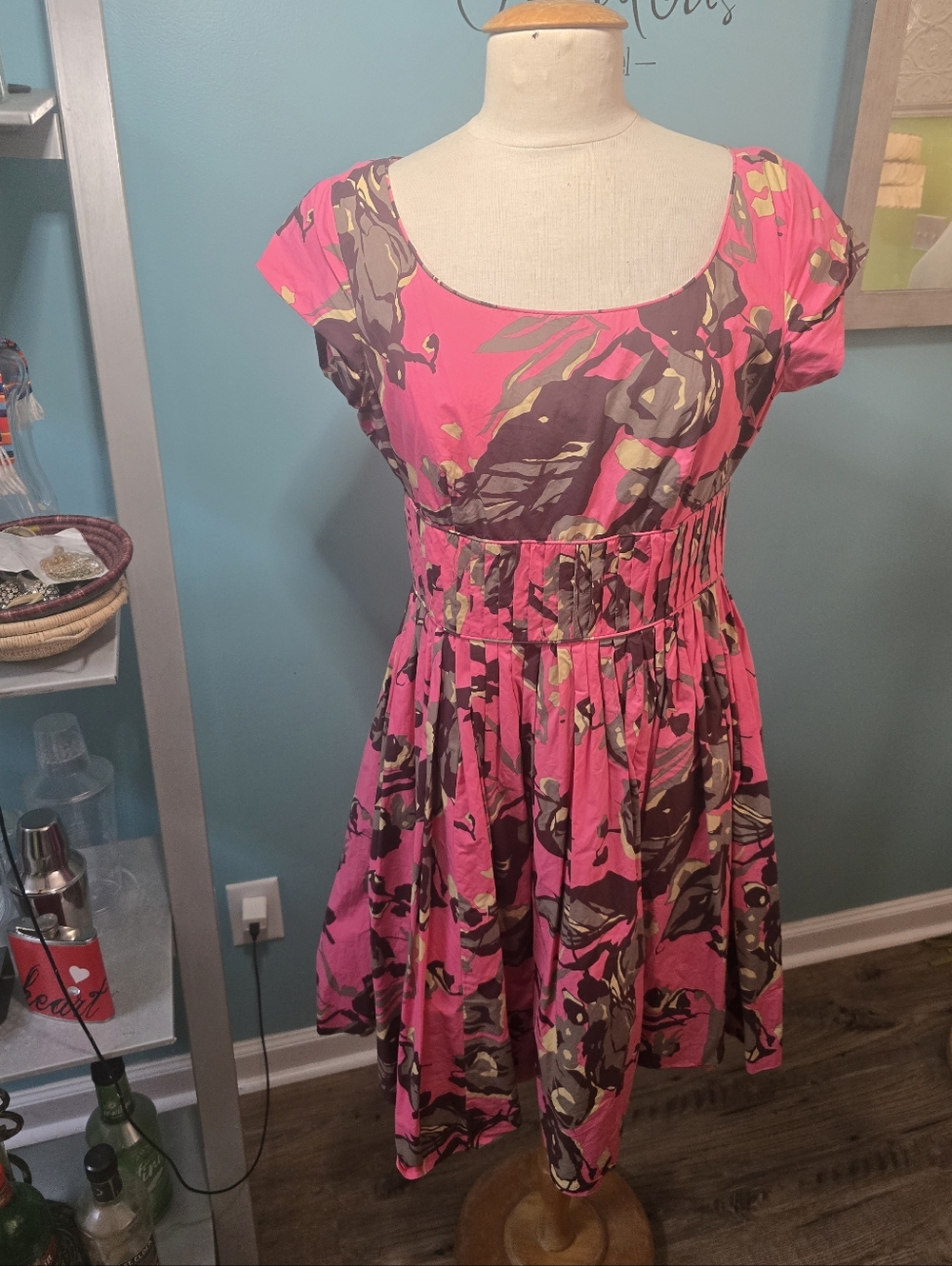 Carole Little Pink Abstract Print Fit-and-Flare Dress